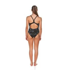 Arena Water One Piece Light Drop Back -Swim Gear Sales 001381 black grey back