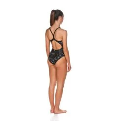 Arena Water One Piece Light Drop Back -Swim Gear Sales 001381 black grey back r