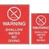 Warning Shallow Water Sign -Swim Gear Sales 18148