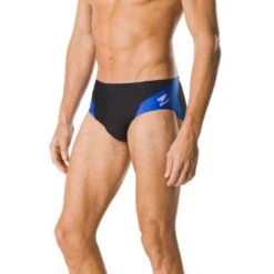Speedo Spark Splice Brief -Swim Gear Sales 7705915 0001 black blue front