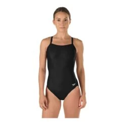 Speedo Solid Flyback Swimsuit -Swim Gear Sales 819006 black front