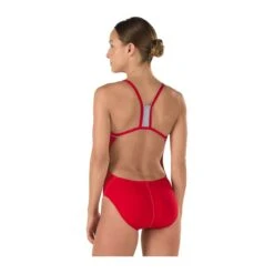 Speedo Solid Endurance + Thin Strap Swimsuit -Swim Gear Sales 8191442 red back